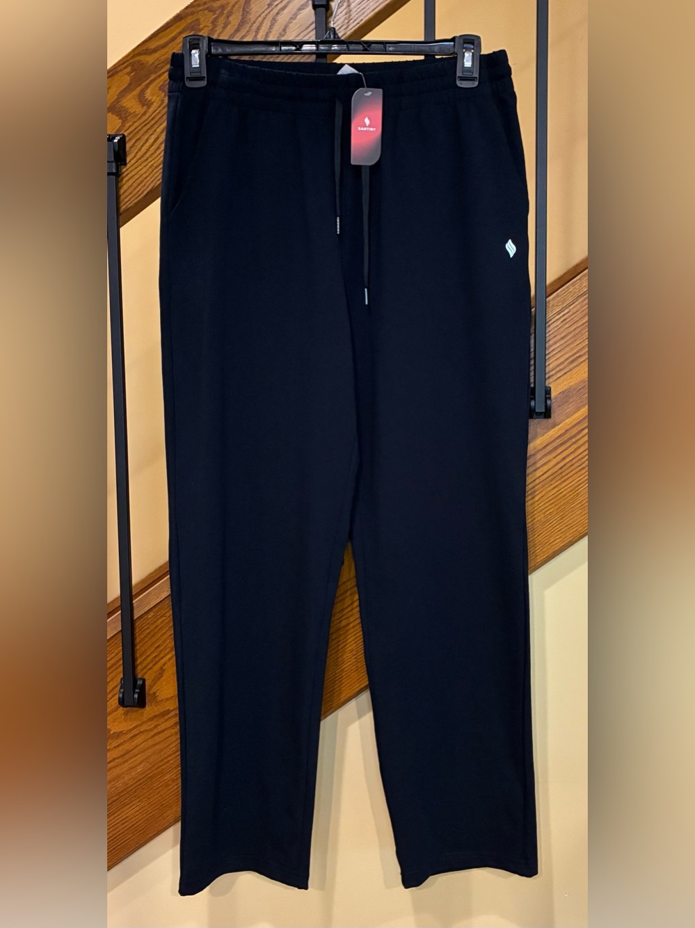 SANTINY Sweatpants Yoga Lounge Casual Pants Pockets Black SZ. Lg NWT
